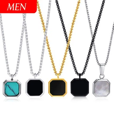 Square Pendant Necklace Ġebla Fakultattiva