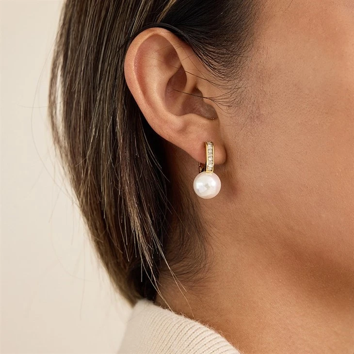 Baguette Pearl Hoops high quality