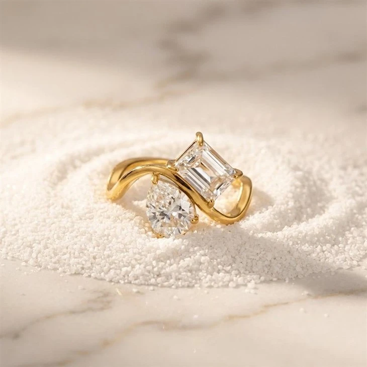 Bypass Two Stone CZ Ring factory