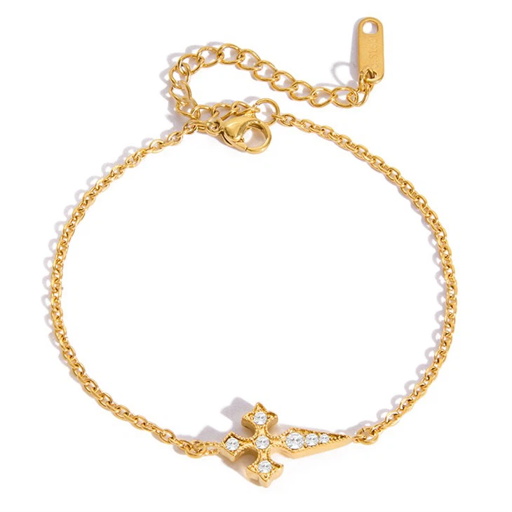 Salib Zircon Charm Bracelet