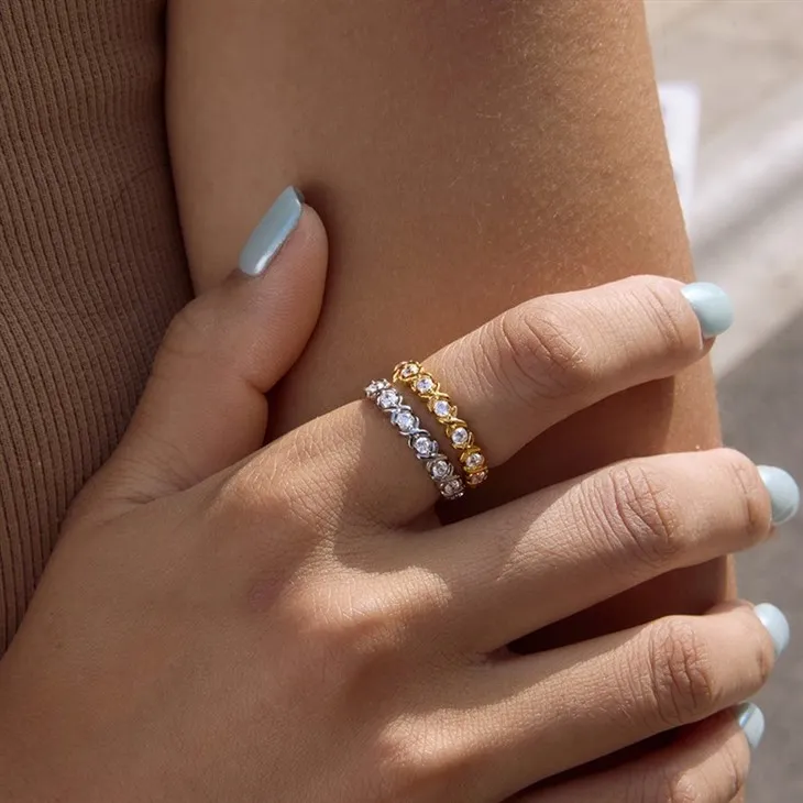Full Pave CZ Chain Band Ring factory