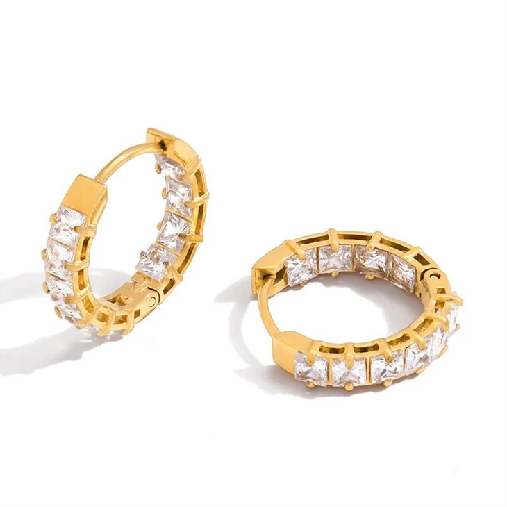 Shiny Cubic Zirconia Huggie Hoop Earrings high quality