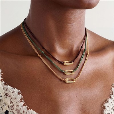 Iced Out Pin Braided Ħabel Necklace